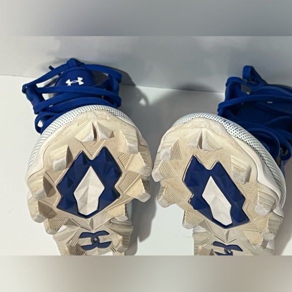 Under Armour High Tops Blue White 1.5Y Cleats 3000195-400 - Picture 7 of 11